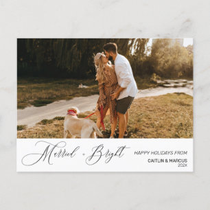 Minimalist Newly Wed Married and Bright Christmas Postcard