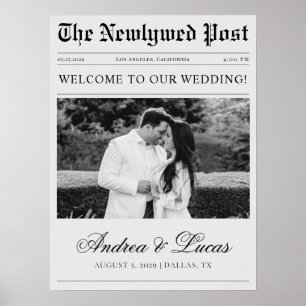 Minimalist Newspaper Style Wedding Welcome Sign