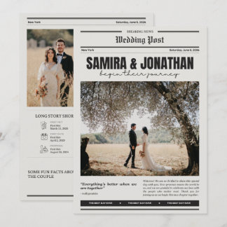 Minimalist Newspaper Wedding Program Document 