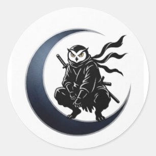 Minimalist Ninja Owl Round Sticker