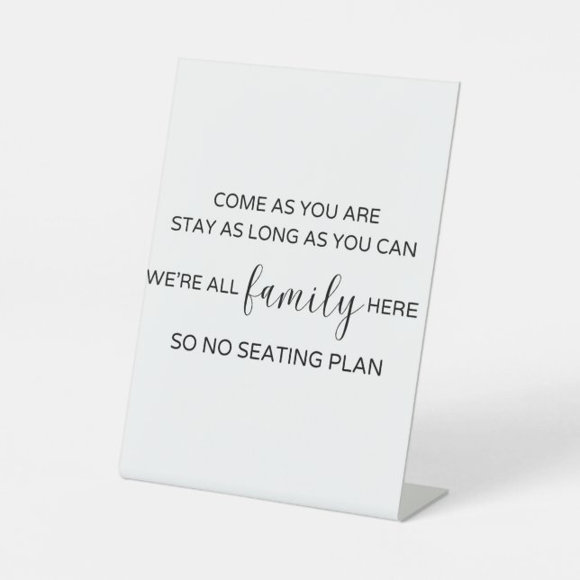 Minimalist No Seating Plan Sign (Front)