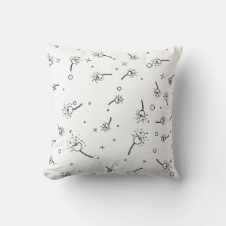 Minimalist Nordic Black and White Geometric Floral Cushion