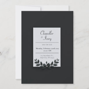 Minimalist Nordic Greenery Wreath Wedding Invitation