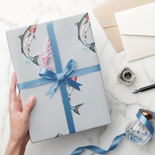 Minimalist Nordic Salmon Gift Wrap Roll (Gifting)