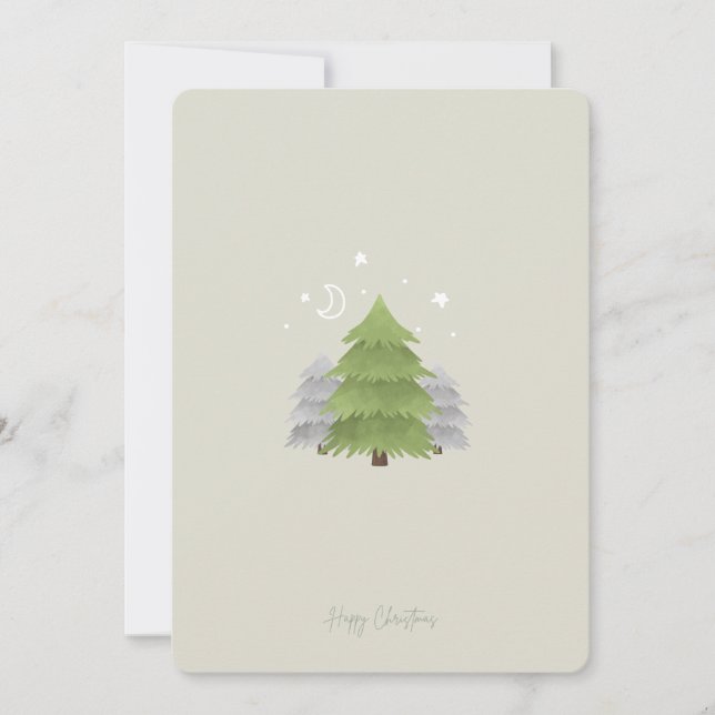 Minimalist Nordic Starlight Pines Christmas Card (Front)
