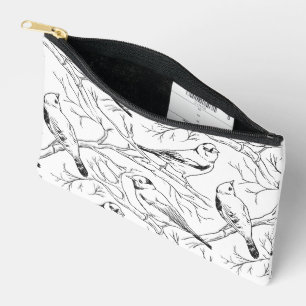 Minimalist North American Birds Line Art Pattern Accessory Pouch