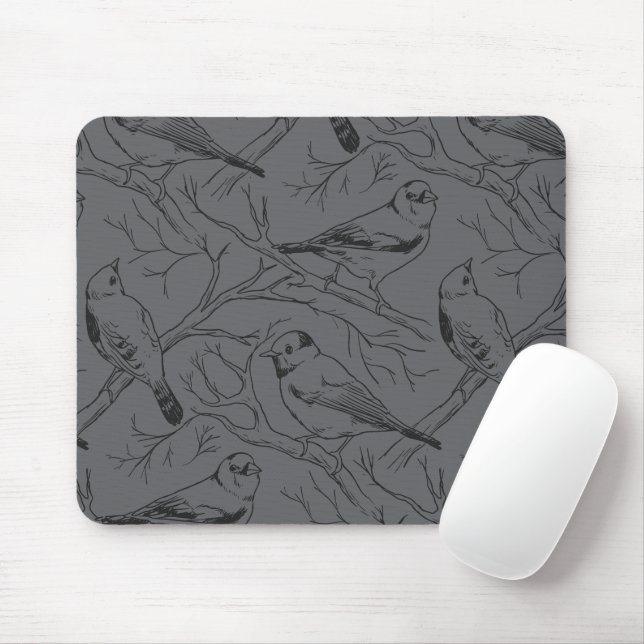 Minimalist North American Birds Line Art Pattern Mouse Pad (With Mouse)