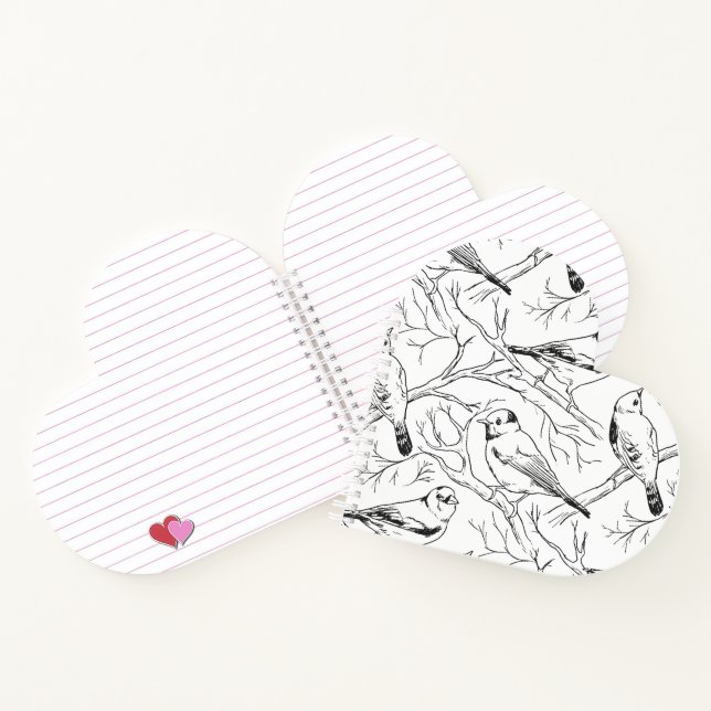 Minimalist North American Birds Line Art Pattern Notebook (Inside)