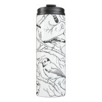 Minimalist North American Birds Line Art Pattern