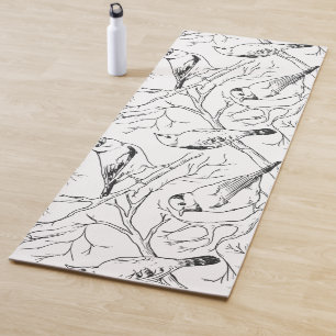 Minimalist North American Birds Line Art Pattern Yoga Mat