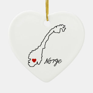 Minimalist Norway Map   Engagement Keepsake Ceramic Ornament
