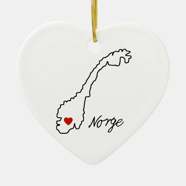 Minimalist Norway Map | Engagement Keepsake Ceramic Ornament (Front)