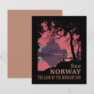 Minimalist Norway Sunset Poster - Mountain Fjord