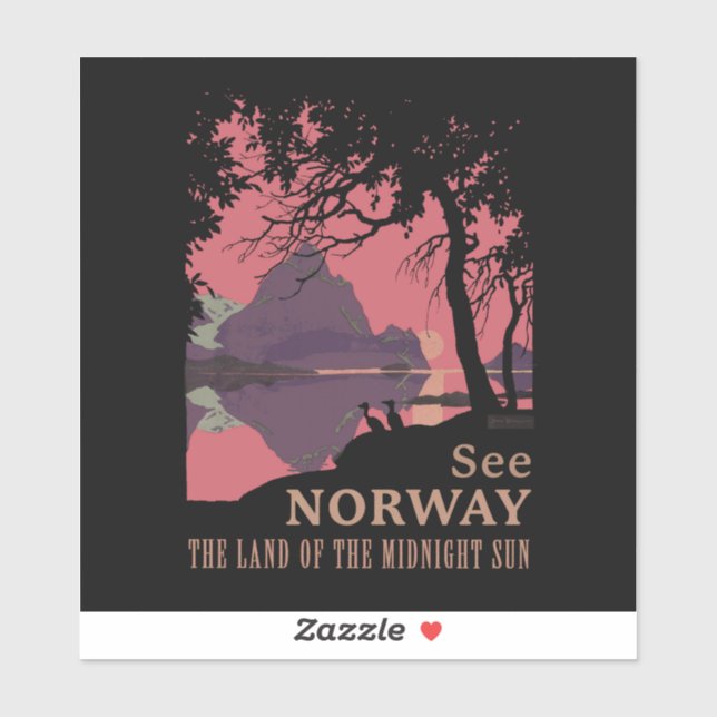 Minimalist Norway Sunset Poster - Mountain Fjord (Sheet)