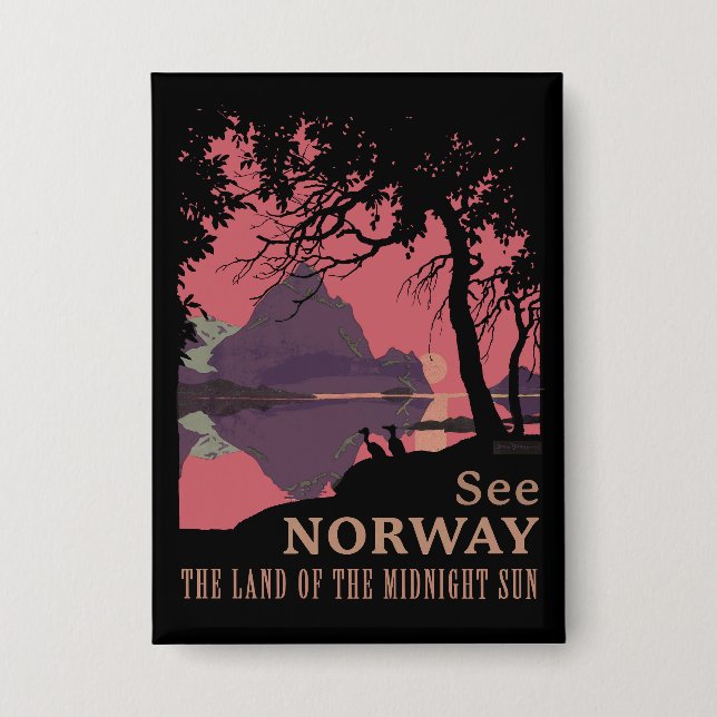 Minimalist Norway Sunset Poster - Mountain Fjord (Front)
