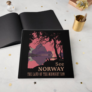 Minimalist Norway Sunset Poster - Mountain Fjord Guest Book