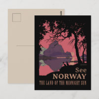 Minimalist Norway Sunset Poster - Mountain Fjord