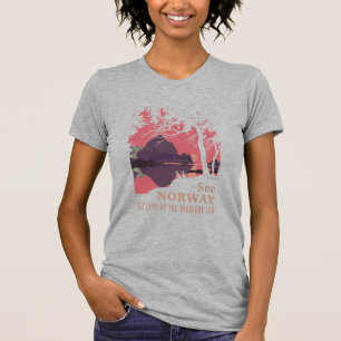 Minimalist Norway Sunset Poster - Mountain Fjord T-Shirt