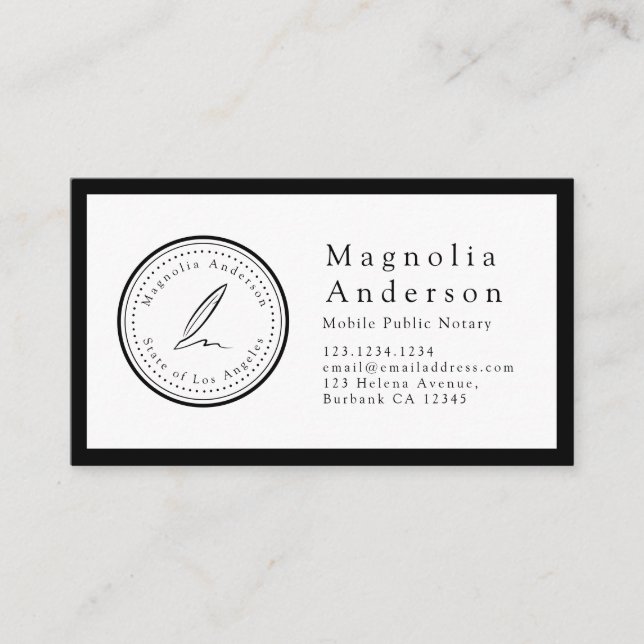 Minimalist Notary Loan Signing Stamp  Business Car Business Card (Front)