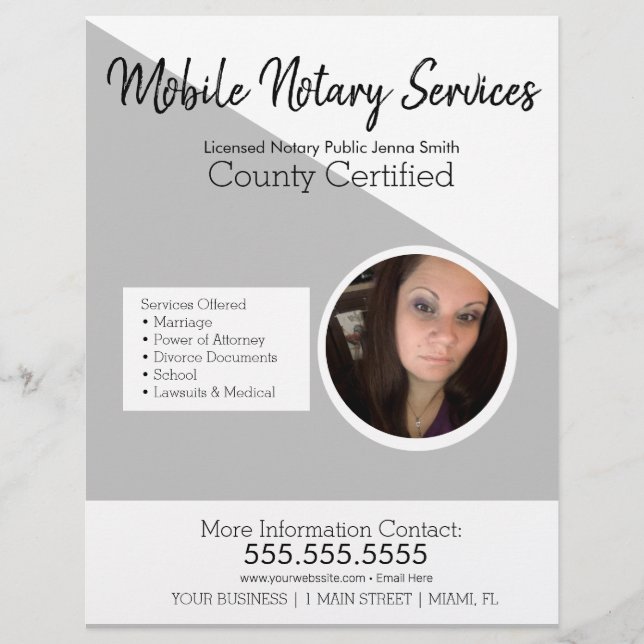 Minimalist Notary Mobile Services Photo Flyer (Front)