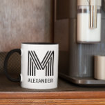 Minimalist Novelty Stripes Monogram Mug<br><div class="desc">A modern stripes style popular font for a monogram.
Create your own monogram for him.
A minimalist gift for your groomsman.</div>