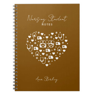 Minimalist Nursing Student Personalised Brown Notebook