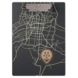 Minimalist NYC Soccer Map Pin Line Art Clipboard
