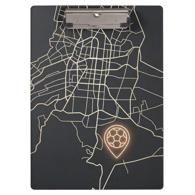 Minimalist NYC Soccer Map Pin Line Art Clipboard (Front)