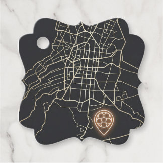 Minimalist NYC Soccer Map Pin Line Art Favour Tags