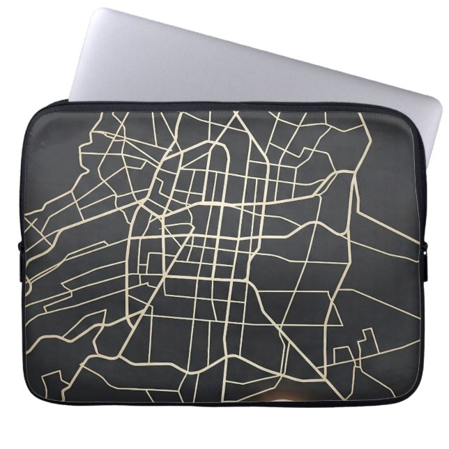 Minimalist NYC Soccer Map Pin Line Art Laptop Sleeve (Front)