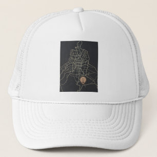 Minimalist NYC Soccer Map Pin Line Art Trucker Hat