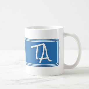 Minimalist Ocean Blue with White Monogram Coffee Mug