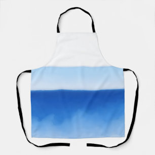 Minimalist Ocean Horizon Blue Watercolor Serenity Apron