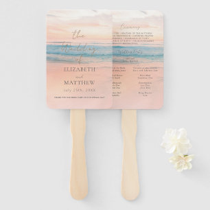 Minimalist Ocean Sunset Beach Wedding Hand Fan