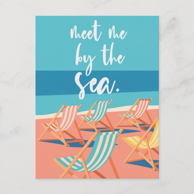 Minimalist Ocean Vacation Beach Postcard (Front)