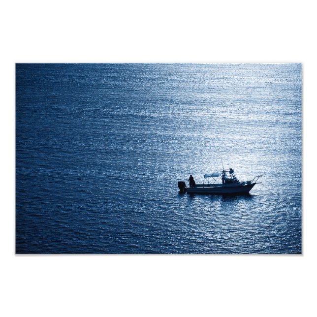 Minimalist Ocean Wall Art Fisherman Blue (Front)