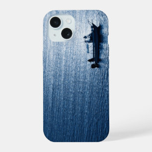 Minimalist Ocean Wall Art Fisherman Blue iPhone 15 Case