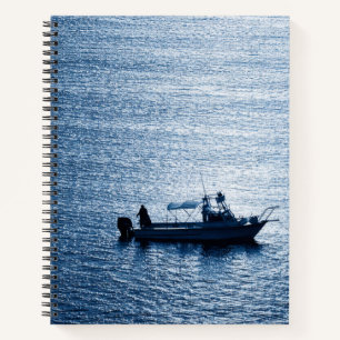 Minimalist Ocean Wall Art Fisherman Blue Notebook