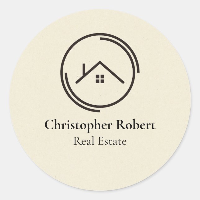 Minimalist Off White Real Estate Classic Round Sticker (Front)
