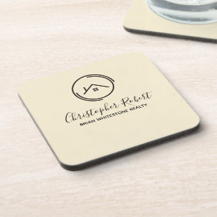 Minimalist Off White Real Estate Coaster