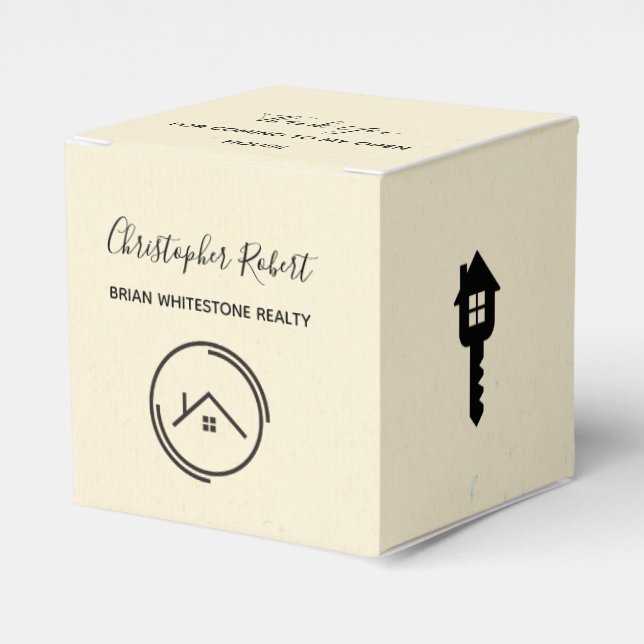 Minimalist Off White Real Estate Favour Box (Front Side)