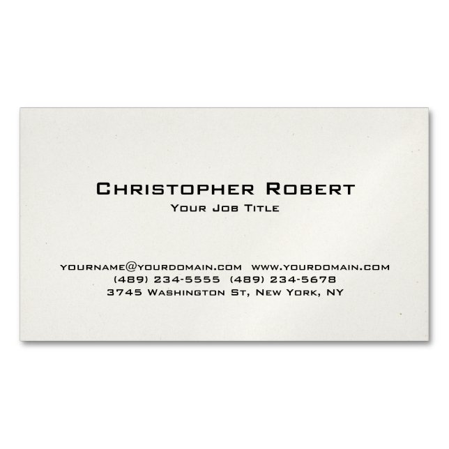 Minimalist Off White Real Estate Magnetic Business Card (Front)