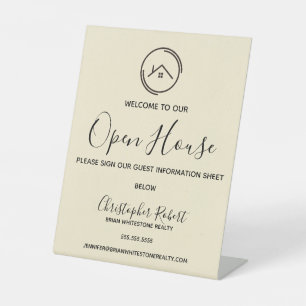 Minimalist Off White Real Estate Pedestal Sign