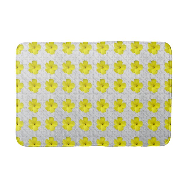 Minimalist Off White Yellow Spring Flower  Bath Mat (Front)