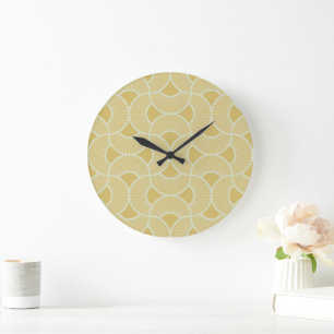 Minimalist Ogee Rising Sun Fans Calm Neutral Large Clock