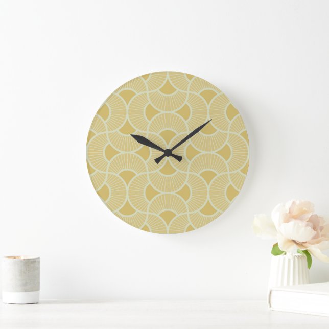 Minimalist Ogee Rising Sun Fans Calm Neutral Large Clock (Home)