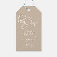 Minimalist Oh Baby Shower Beige Neutral Favour