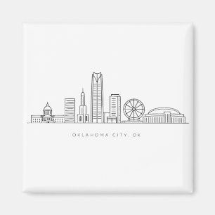 Minimalist Oklahoma City Skyline Illustration Magnet