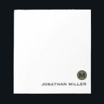 Minimalist Olive Black Initial and Name Notepad<br><div class="desc">This elegant,  simple notepad features classic block typography your initial and name or custom text of your choice.</div>