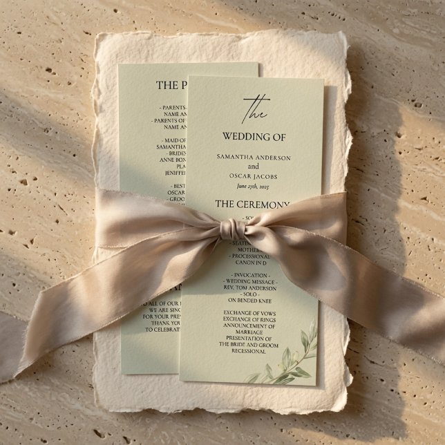 Minimalist Olive Branch Wedding Program Elegant  (Creator Uploaded)